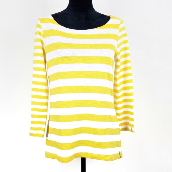 BANANA REPUBLIC Yellow White Striped Top - Picture 3 of 6